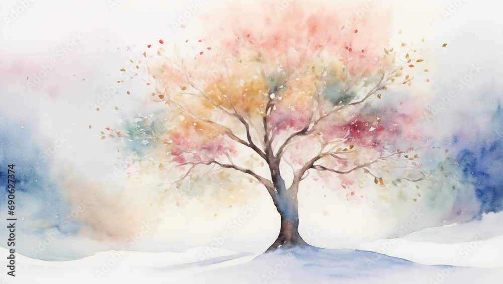 watercolor painting of a tree
