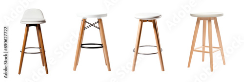 Stool set - White Stool - White chair - Isolated Transparent PNG