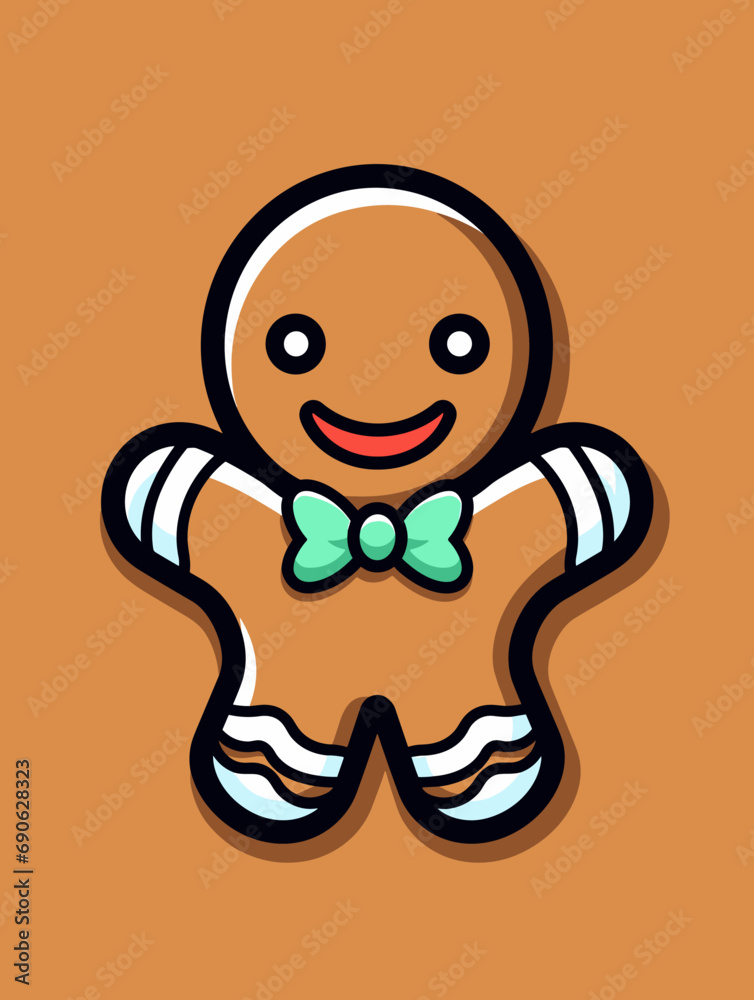 Obraz premium Adorable Gingerbread Boy - Vector Christmas Illustration