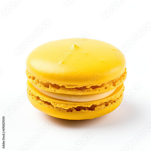 a beautiful illustration of an orange macaron with mango and passion fruit , ai generative