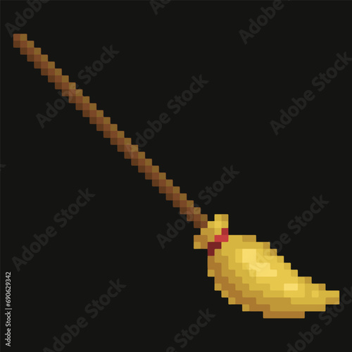 Editable Pixel Vector of Witch Broom Illustration, good for clip art, sticker, icon, logo, etc