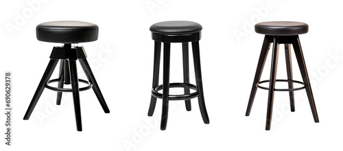 Stool set - Black Stool - Black chair - Isolated Transparent PNG photo