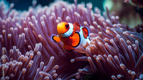 Clown anemonefish Clown anemone fish in the nest is pink