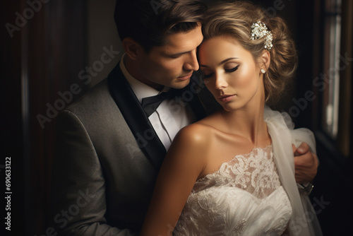 Beautiful couple celebrate their wedding day festive event generative AI © Tetiana