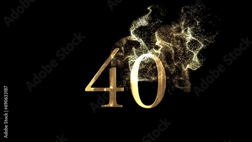 Golden number 40 from particles, numbering, forty, golden numbers, alpha channel photo