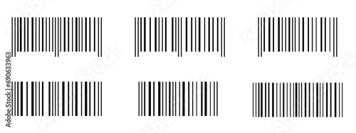 Bar code icon label for shop product. Universal product scan code. Bar code icon template. Vector illustration