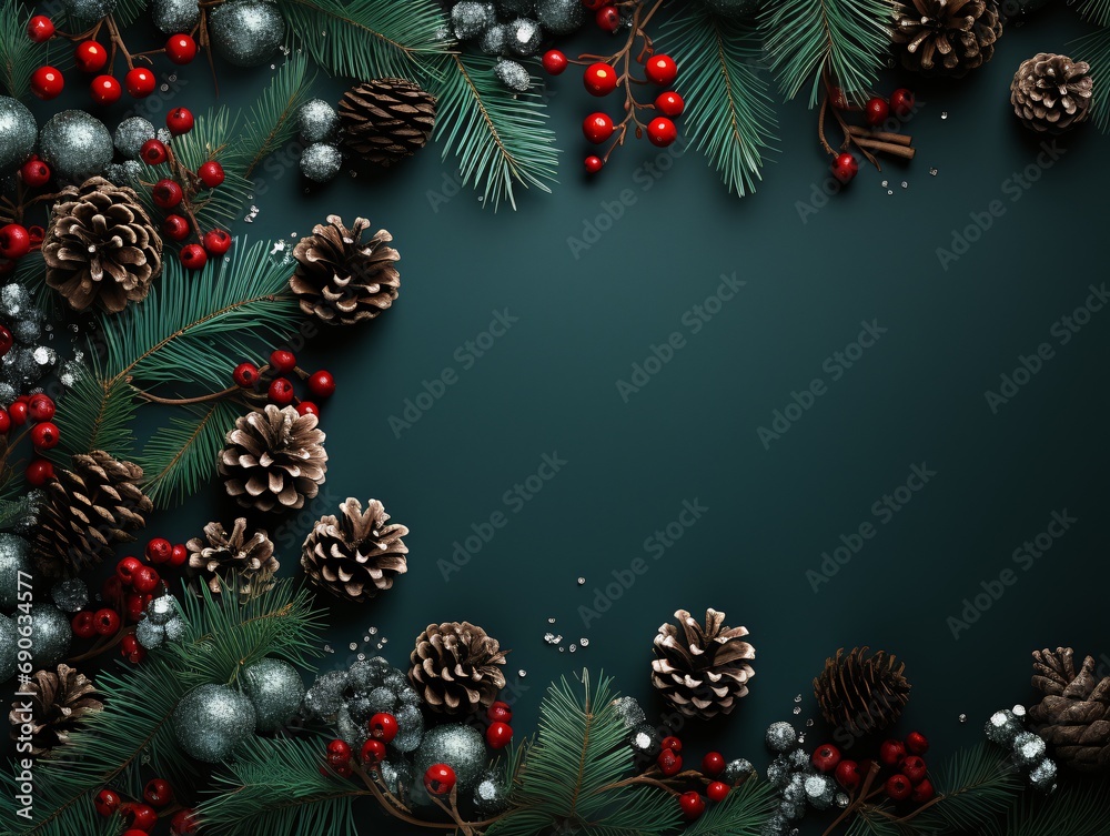 custom made wallpaper toronto digitalTop down perspective of festive Christmas decorations a New Year green backdrop