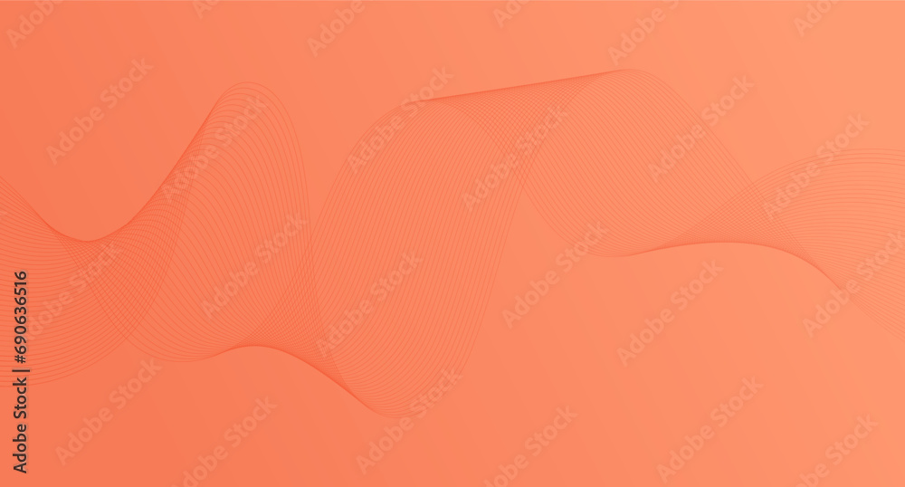 Abstract background color of the year 2024 with gentle waves of orange-pink shade Peach Fluff. Apricot background, vector
