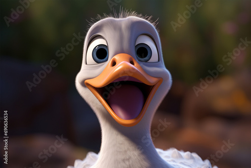 cartoon illustration of a cute duck smiling