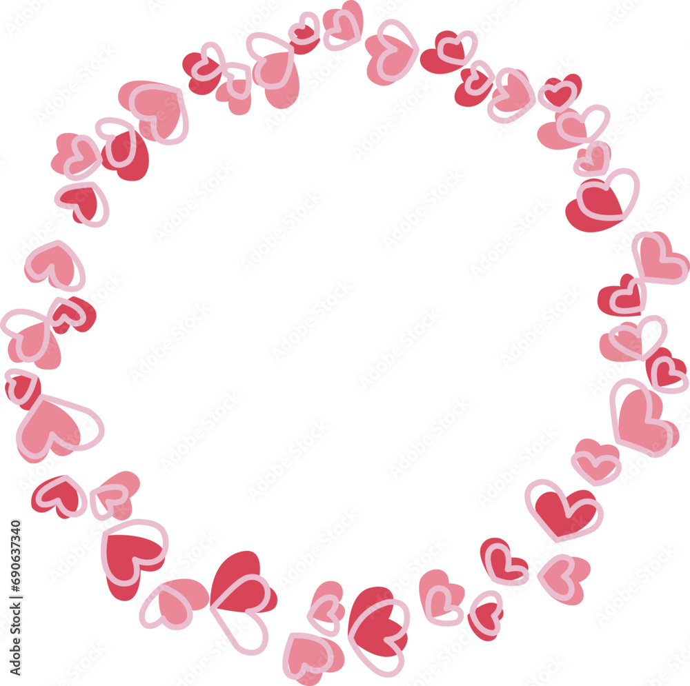 Abstract sweet heart wreath frame illustration for decoration on Valentine day, wedding and spring seasonal concept.