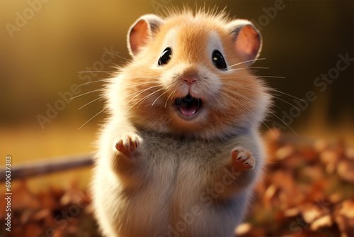 cartoon illustration of a cute hamster smiling photo