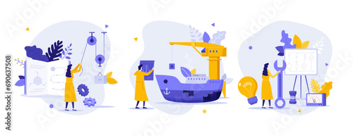 Set Of 3 Business Character Illustrations