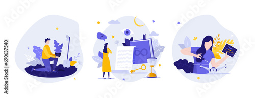 Set Of 3 Business Character Illustrations