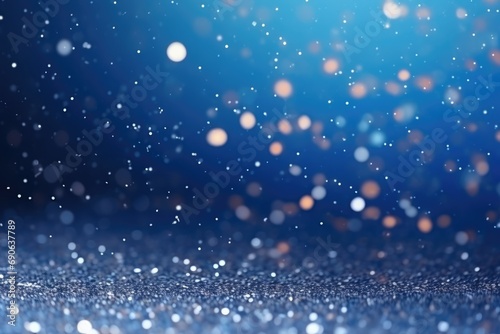 beautiful festive blue background. glitter wallpaper. Glitter is scattered. Postcard. Shiny stars and sparkles. Place for text. banner © Al