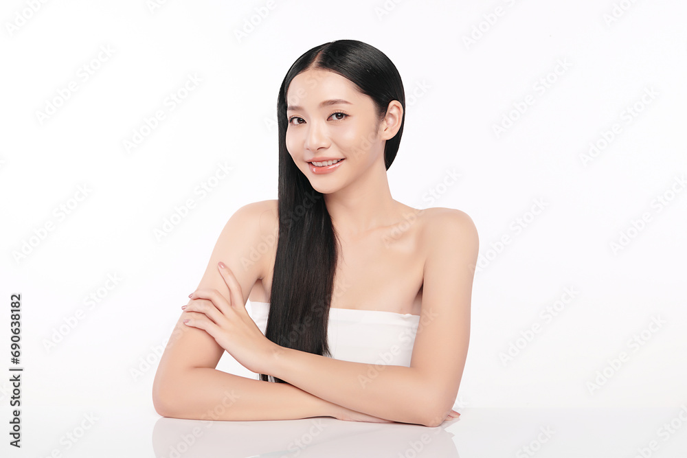 Beautiful young asian woman with clean fresh skin on white background, Face care, Facial treatment, Cosmetology, beauty and spa, Asian women portrait. Beautiful young asian woman with clean fresh skin on white background, Face care, Facial treatment, Cosmetology, beauty and spa, Asian women portrait.