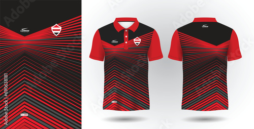 red and black abstract polo sport shirt sublimation jersey template
