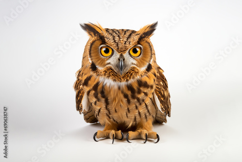 Owl Portrait Isolated White Background