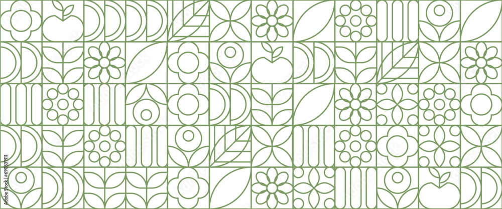 Green and white vector flat mosaic banners with outline nature shapes. Abstract eco agriculture banner background. Vector design Green and white vector flat mosaic banners with outline nature shapes. Abstract eco agriculture banner background. Vector design