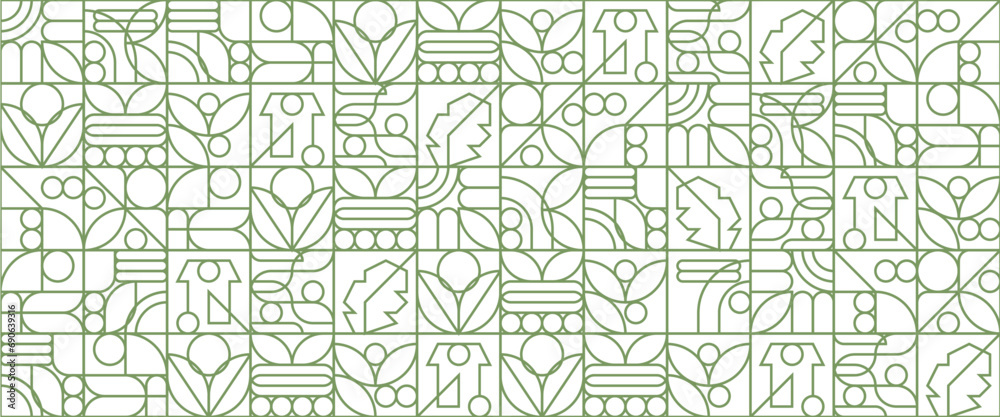Green and white vector flat design nature outline geometric mosaic banners. Abstract eco agriculture banner background. Vector design