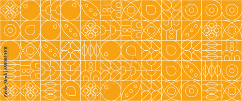 White and yellow abstract geometric vector pattern mosaic outline nature shapes banner