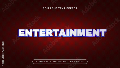 Red blue and white entertaiment 3d editable text effect - font style