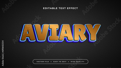 Blue and gold aviary 3d editable text effect - font style
