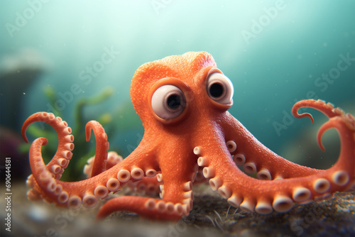 cartoon illustration of a cute octopus smiling