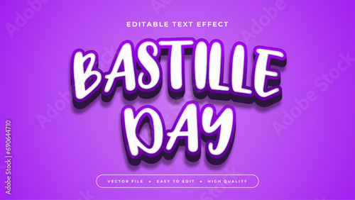 White and purple violet bastille day 3d editable text effect - font style