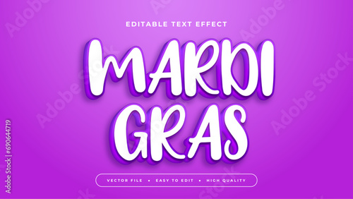 White and purple violet mardi gras 3d editable text effect - font style