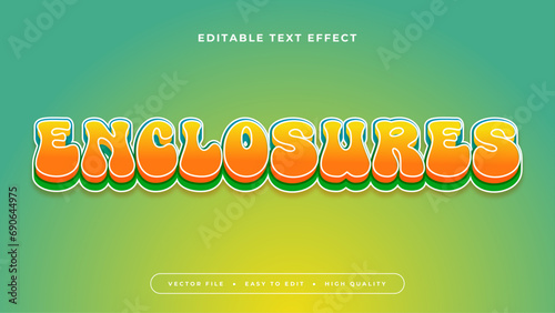 Green yellow and orange enclosure 3d editable text effect - font style