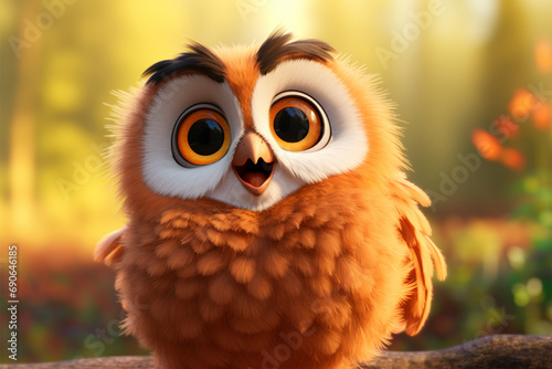 cartoon illustration of a cute owl smiling