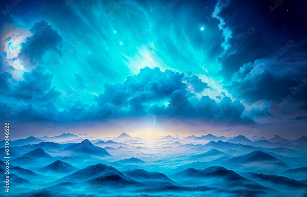 Obraz premium Holding dwarf fading star space nebula heaven clouds