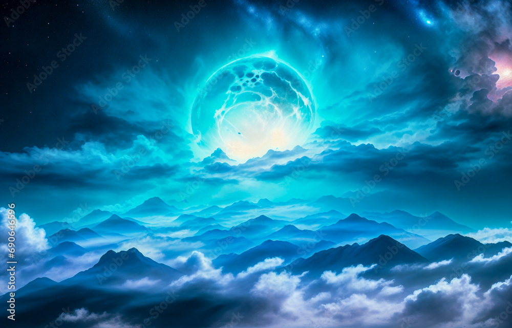 Fototapeta premium Holding dwarf fading star space nebula heaven clouds