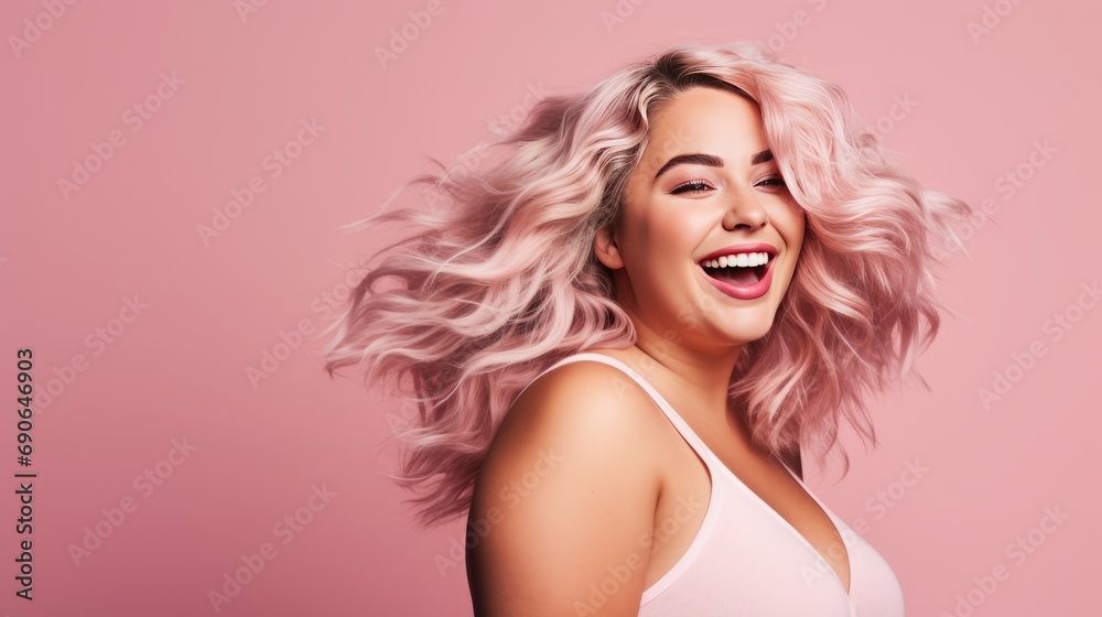 girl smiling on a pink background. girl smiling on a pink background.