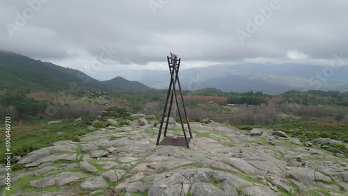 Aerial footage of the Mezio Swing at the entrance of the portuguese national park of Penada - Gerês photo
