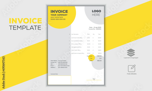 Vector modern A4 invoice template design