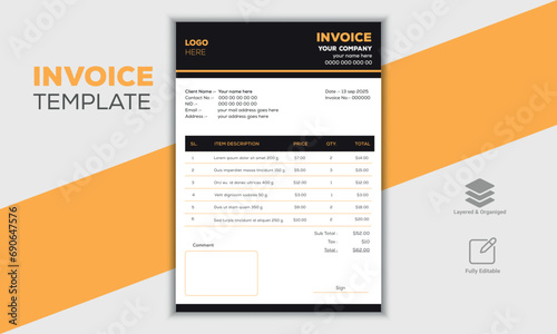 Vector modern A4 invoice template design