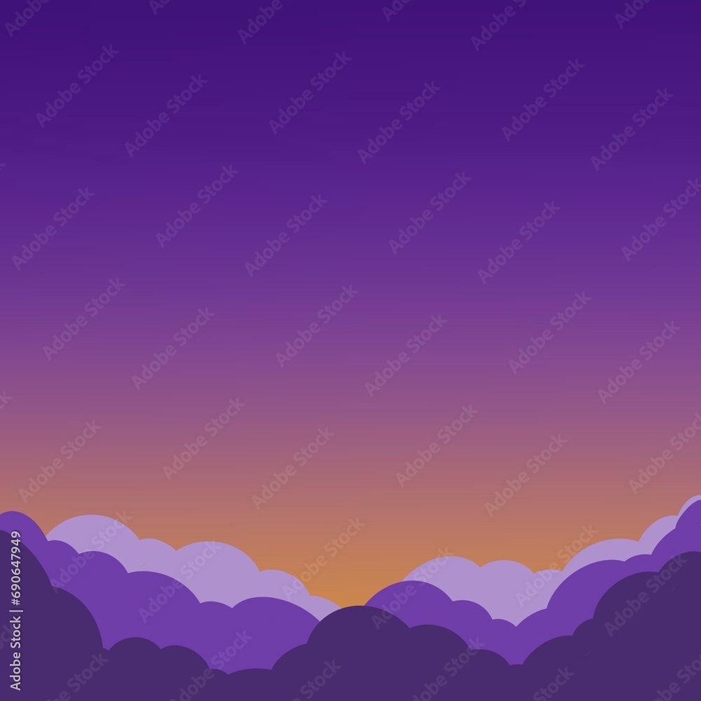 sunset over mountains or clouds 