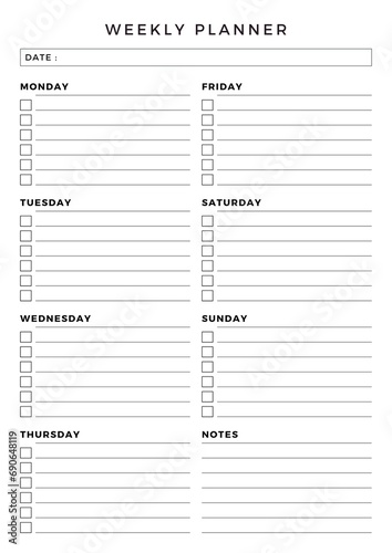 Minimalist planner pages templates. Weekly Planner
