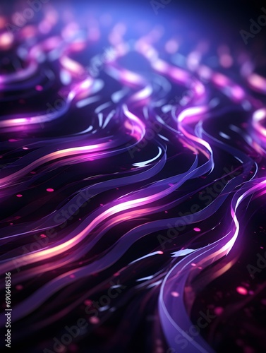 a purple and pink abstract background with wavy lines. Featuring abstract lines, Futuristic tech, User interface, Sci-fi texture, and 3D concepts
