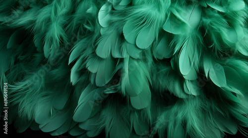 A background of green feathers, texture.Generate Ai