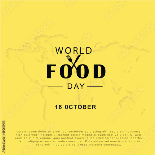 World Food Day. October 16. Holiday concept. Template for background, banner, card, poster with text inscription. Vector EPS10 illustration