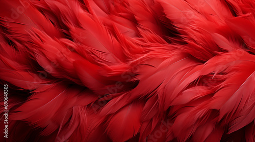 A background of red feathers  texture. Generate Ai