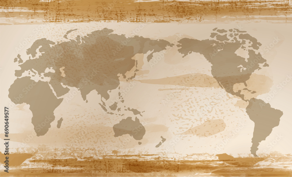 古地図風テクスチャ　ビンテージ世界地図
