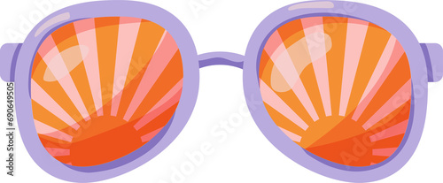 Groovy Sunglasses Set in Retro Hippie Style . Geometric Abstract Vector Eyewear in 1970s in Different Forms: Heart, Peace Symbol, Stars, Daisy Flowers for Print on T-Shirts, Cards, Creating Logo. 