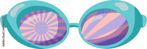 Groovy Sunglasses Set in Retro Hippie Style . Geometric Abstract Vector Eyewear in 1970s in Different Forms: Heart, Peace Symbol, Stars, Daisy Flowers for Print on T-Shirts, Cards, Creating Logo. 