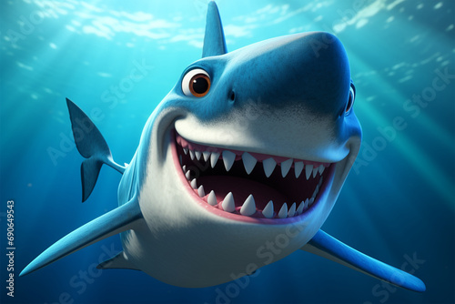 cartoon illustration of a cute shark smiling photo