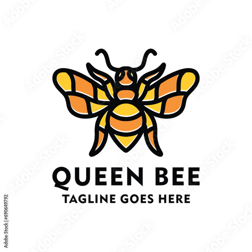 Honey Bee Logo Vector Design illustration Emblem