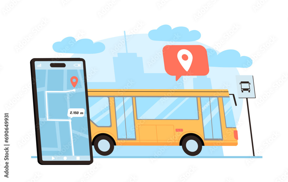 Traffic monitoring concept. Mobile application for smartphone near ...