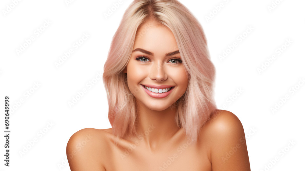 Young blonde woman smiling at camera, close up portrait. Isolated on white background, transparent Young blonde woman smiling at camera, close up portrait. Isolated on white background, transparent